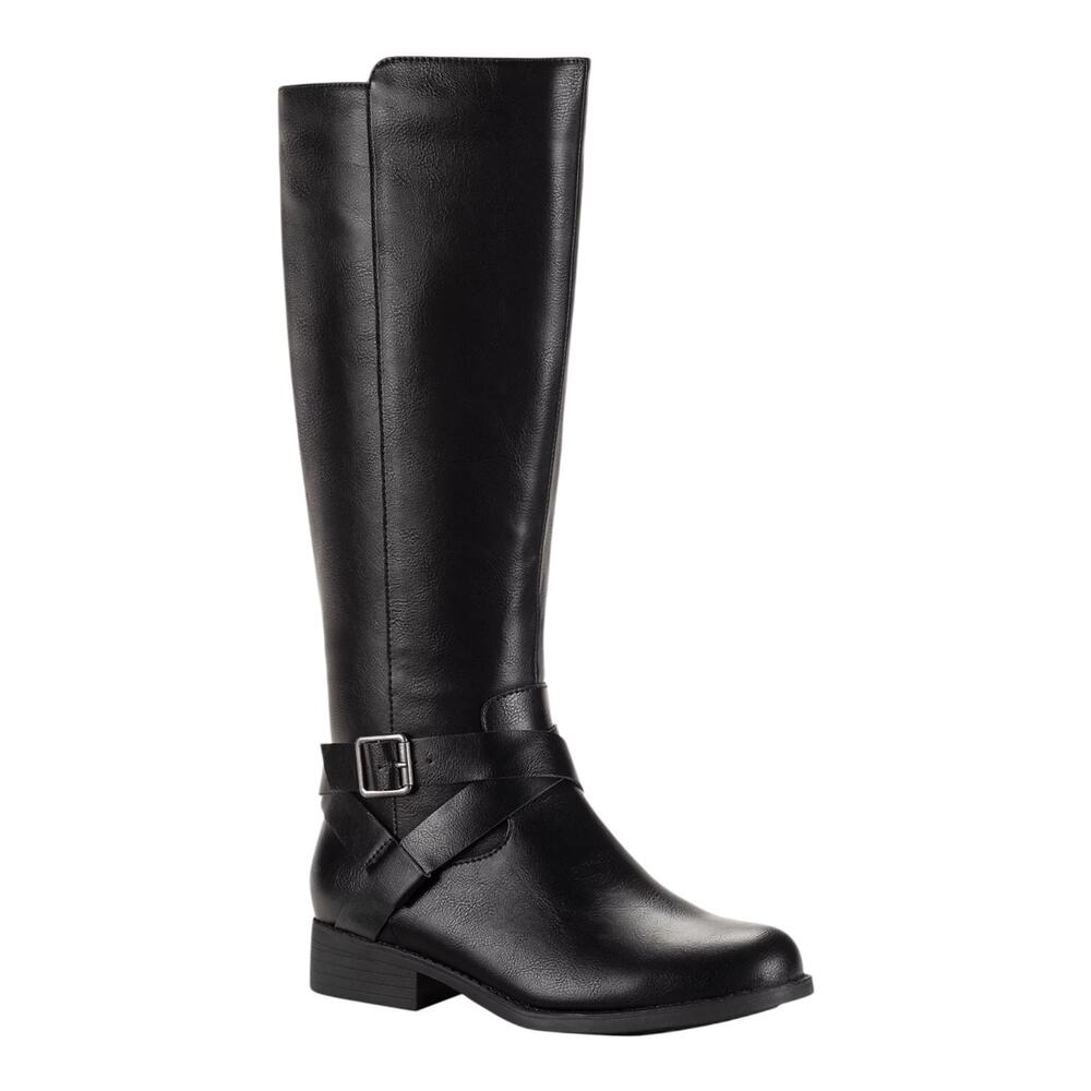 Style & Co Women's Margoo Buckled Stap Knee High Riding Boots Black Size 7 1/2